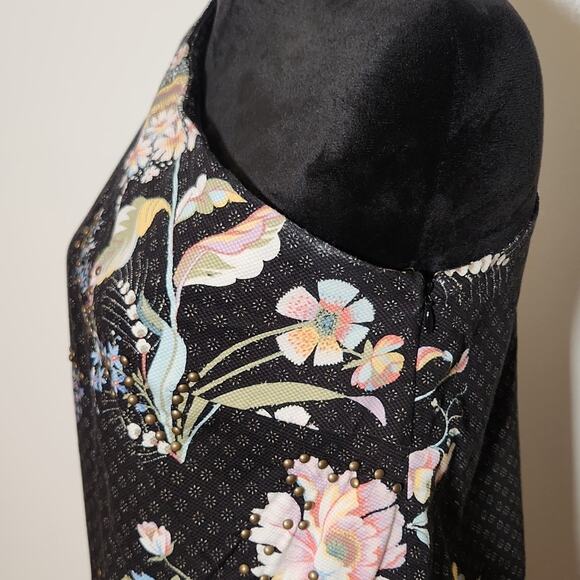 MAEVE Black Floral One Shoulder Shift Dress, Size 6 - Picture 10 of 14